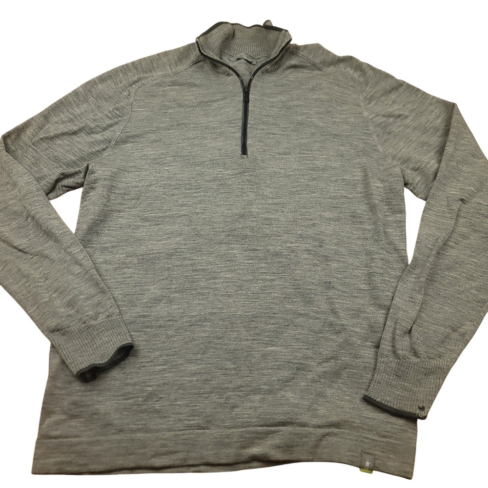 Smartwool Mens‎ Gray Heathered Wool Blend 1/4 Zip Pullover Sweater - ISSUES